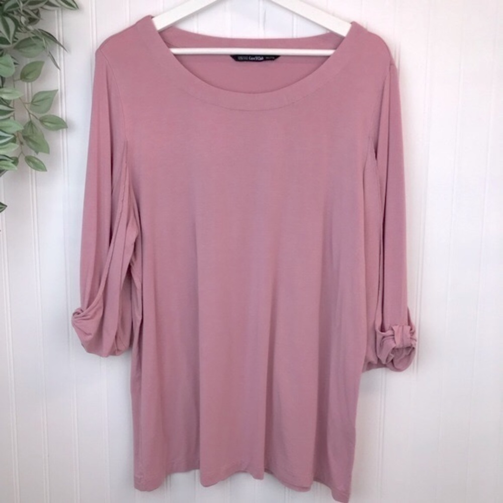 Coco Y Club Light Dusty Pink Tunic Top XXL, Scoop Neck, Cute Sleeves